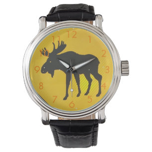 Moose Crossing Sign Watch von Leslie Harlow Armbanduhr