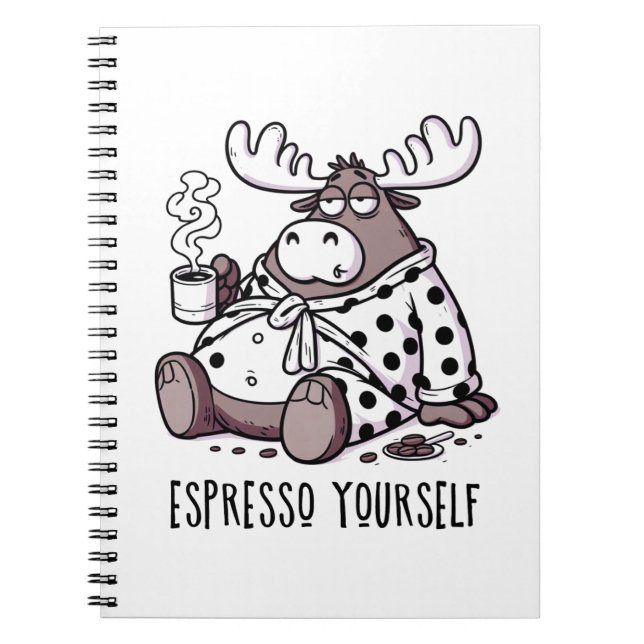 Moose Drink Kaffee in einem Polka Dot Robe Notizblock (Vorderseite)