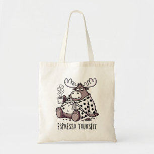 Moose Drink Kaffee in einem Polka Dot Robe Tragetasche