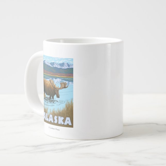 Moose Drink Water Vintage Reiseplan Jumbo-Tasse (Vorderseite Links)