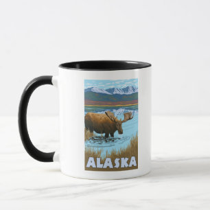 Moose Drink Water Vintage Travel Poster Tasse