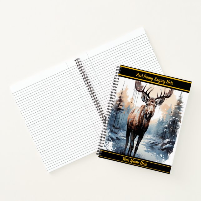 Moose durch einen friedlichen Winterwald Notizbuch (Innenseite)