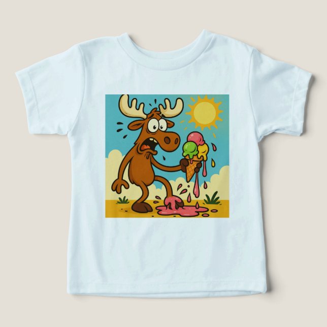 Moose-Eiscreme-Notfall – Meltdown-T-Shirt für Kind (Design Vorderseite)
