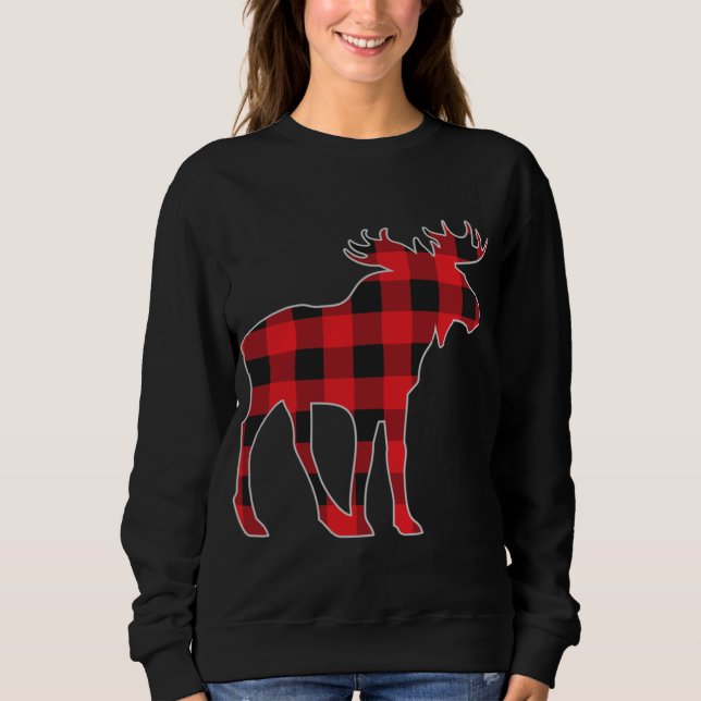 Moose Elk Kariert Buffalo Karo Pajama Lumberjack C Sweatshirt (Vorderseite)