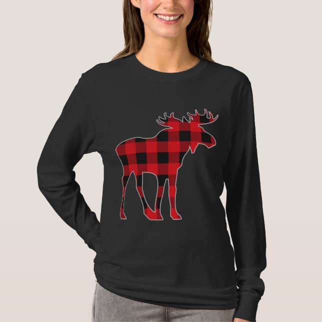 Moose Elk Kariert Buffalo Karo Pajama Lumberjack C T-Shirt (Vorderseite)