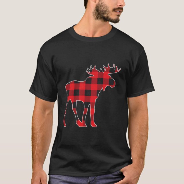 Moose Elk Kariert Buffalo Karo Pajama Lumberjack C T-Shirt (Vorderseite)