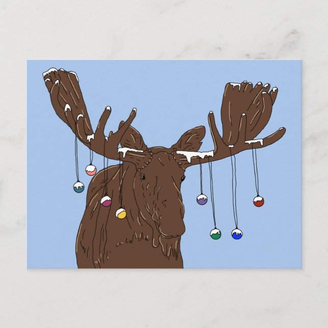 Moose Frohe Weihnachts-Postkarte Postkarte (Vorderseite)