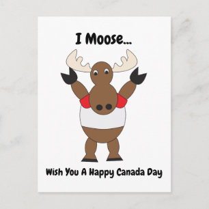 Moose Funny Canada Day Red White Personalize Postkarte