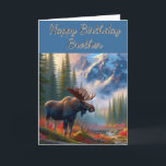 Moose Happy Birthday Brother Karte<br><div class="desc">"AI-generiertes Kunstwerk mit Designrichtung von Susang6"</div>