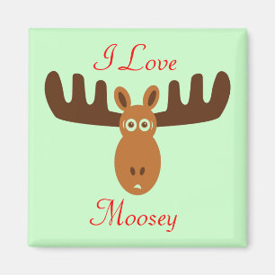 Moose Head_I Liebe Moosey 2_on grün Magnet