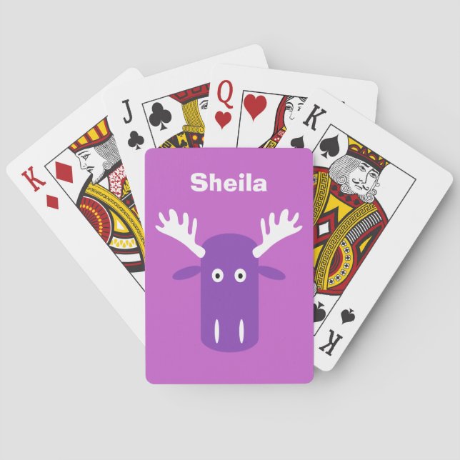 Moose Head Pop Art benutzerdefinierte Monogramm Sp Spielkarten (Rückseite)