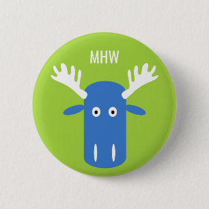 Moose Head Pop Art benutzerdefinierte Monogramm-Ta Button