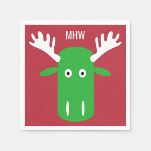 Moose Head Pop Art kundenspezifische Monogramm Pap Serviette