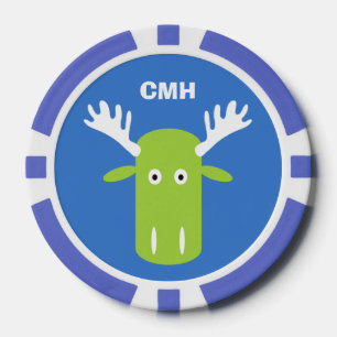 Moose Head Pop Art kundenspezifische Monogramm Pok Pokerchips