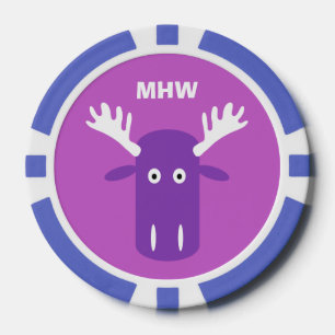 Moose Head Pop Art kundenspezifische Monogramm Pok Pokerchips