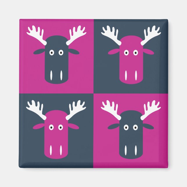 Moose Head Pop Art Magnet (Vorne)