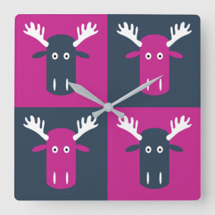 Moose Head Pop Art Wanduhr