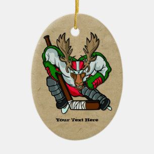 Moose Hockey Keramik Ornament