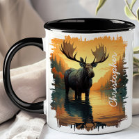 Moose im Herbst Reflektion des Sees