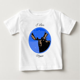 Moose im Winter - Original Wildlife Art Baby T-shirt