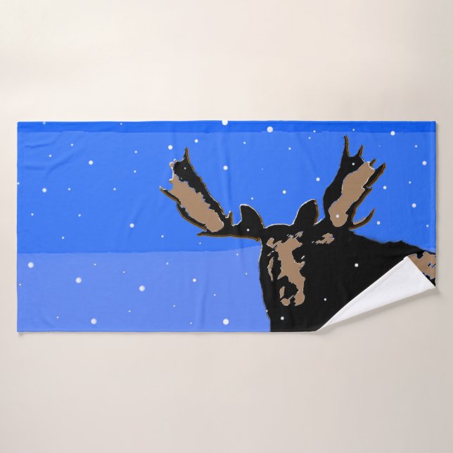 Moose im Winter - Original Wildlife Art Badhandtuch Set (Badehandtuch)