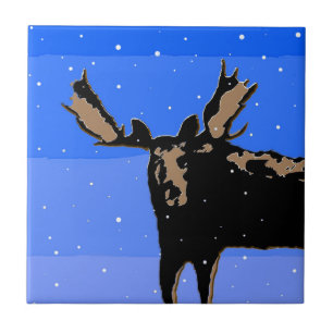 Moose im Winter - Original Wildlife Art Fliese