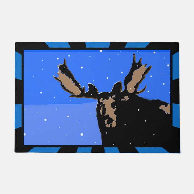 Moose im Winter - Original Wildlife Art Fußmatte (Vorderseite)
