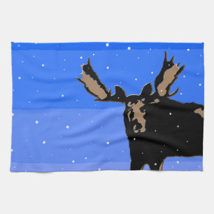 Moose im Winter - Original Wildlife Art Geschirrtuch