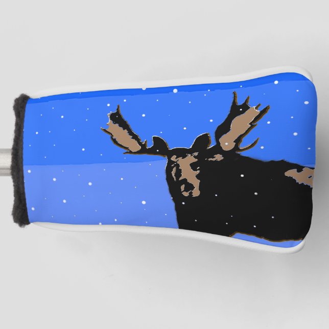 Moose im Winter - Original Wildlife Art Golf Headcover (Vorderseite)