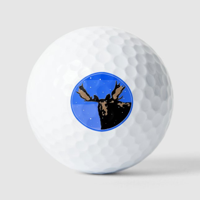 Moose im Winter - Original Wildlife Art Golfball (Vorderseite)