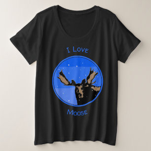 Moose im Winter - Original Wildlife Art Große Größe T-Shirt