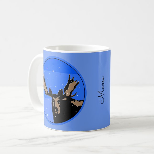 Moose im Winter - Original Wildlife Art Kaffeetasse (Vorderseite Links)