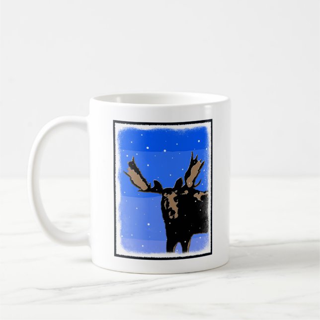 Moose im Winter - Original Wildlife Art Kaffeetasse (Links)