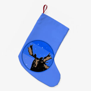 Moose im Winter - Original Wildlife Art Kleiner Weihnachtsstrumpf