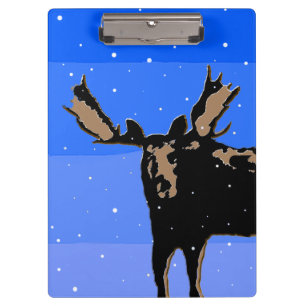 Moose im Winter - Original Wildlife Art Klemmbrett