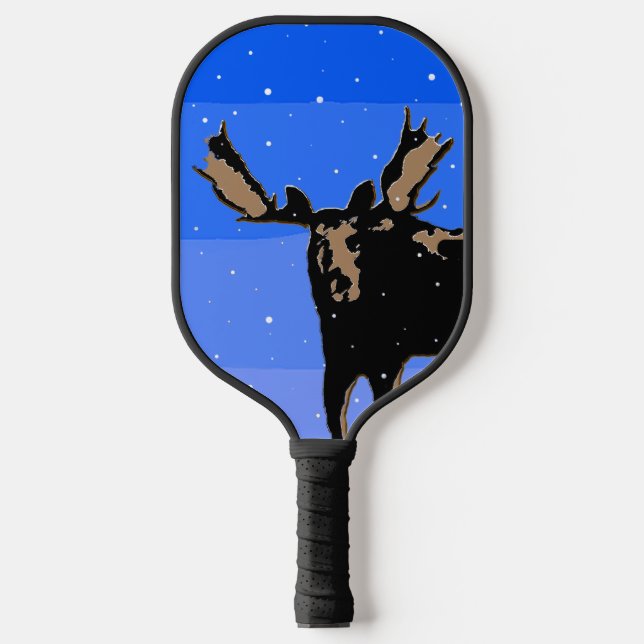 Moose im Winter - Original Wildlife Art Pickleball Schläger (Vorderseite)