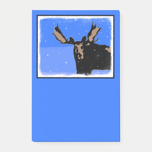 Moose im Winter - Original Wildlife Art Post-it Klebezettel (Vorderseite)