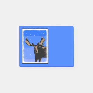 Moose im Winter - Original Wildlife Art Post-it Klebezettel