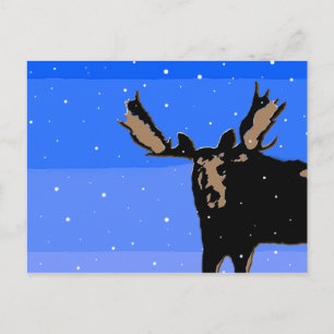 Moose im Winter - Original Wildlife Art Postkarte