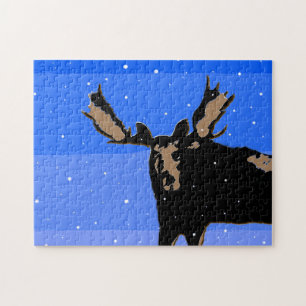 Moose im Winter - Original Wildlife Art Puzzle