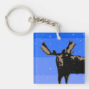 Moose im Winter - Original Wildlife Art Schlüsselanhänger
