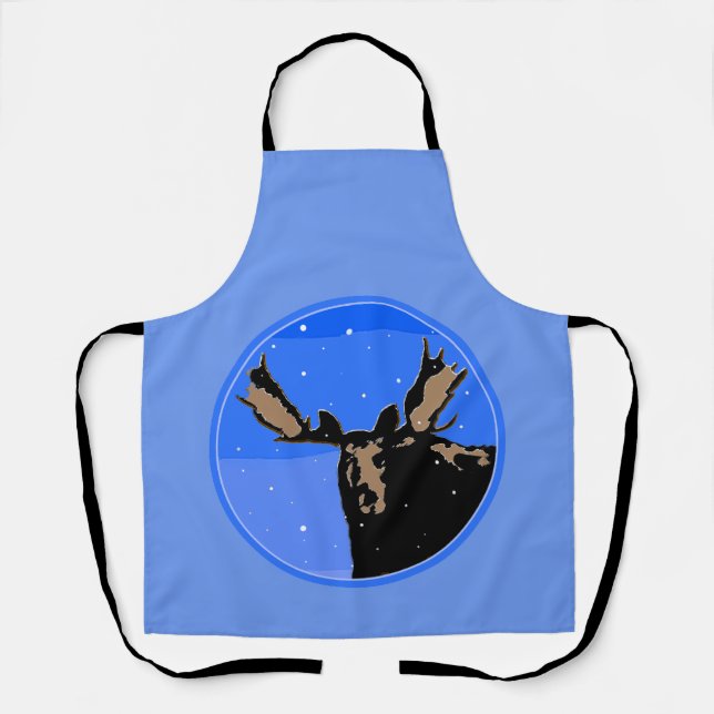 Moose im Winter - Original Wildlife Art Schürze (Vorderseite)
