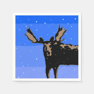 Moose im Winter - Original Wildlife Art Serviette