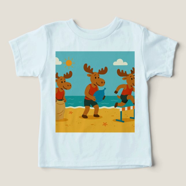 Moose in Motion – Beach Olympics Sommer-T-Shirt (Design Vorderseite)