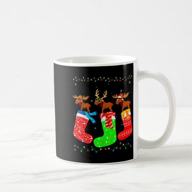 Moose In Xmas Socks Funny Holiday Ugly Sweater Chr Kaffeetasse (Rechts)