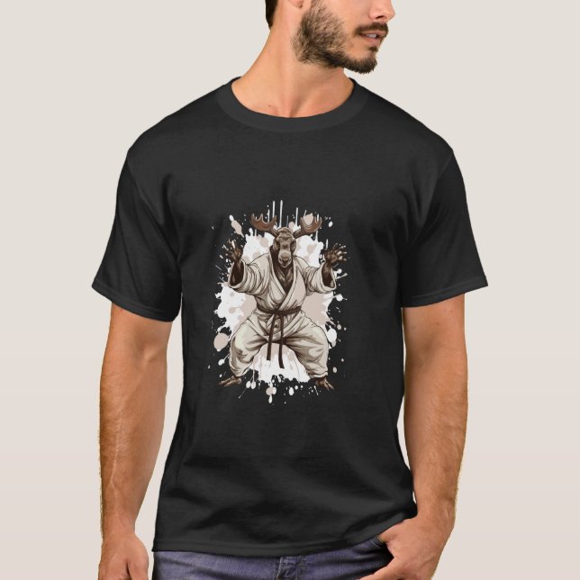Moose Karate Animal Fighter Judo T-Shirt (Vorderseite)