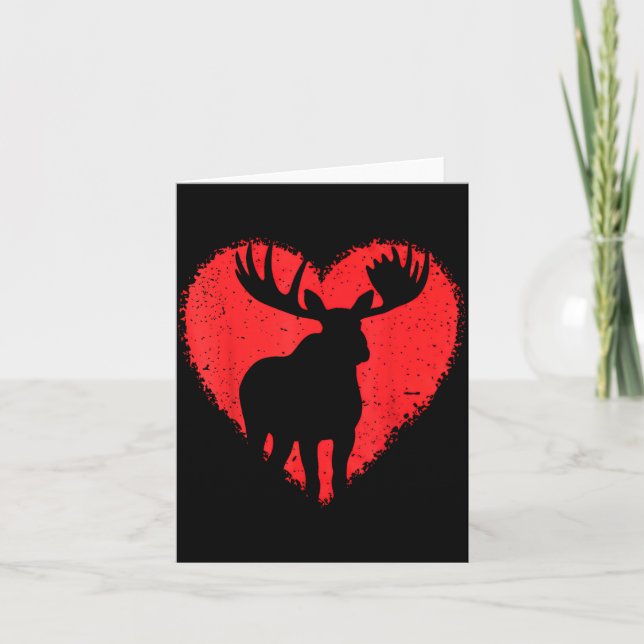 Moose Lover Valentines Day Cute Red Heart Wild Ani Karte (Vorderseite)