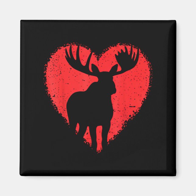 Moose Lover Valentines Day Cute Red Heart Wild Ani Magnet (Vorne)