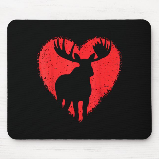 Moose Lover Valentines Day Cute Red Heart Wild Ani Mousepad (Vorne)