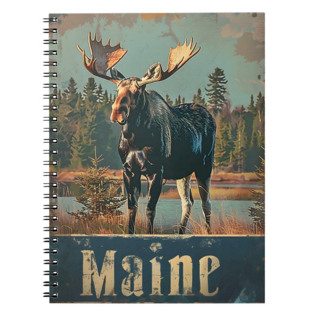 Moose Maine Vintag Notizblock (Vorderseite)